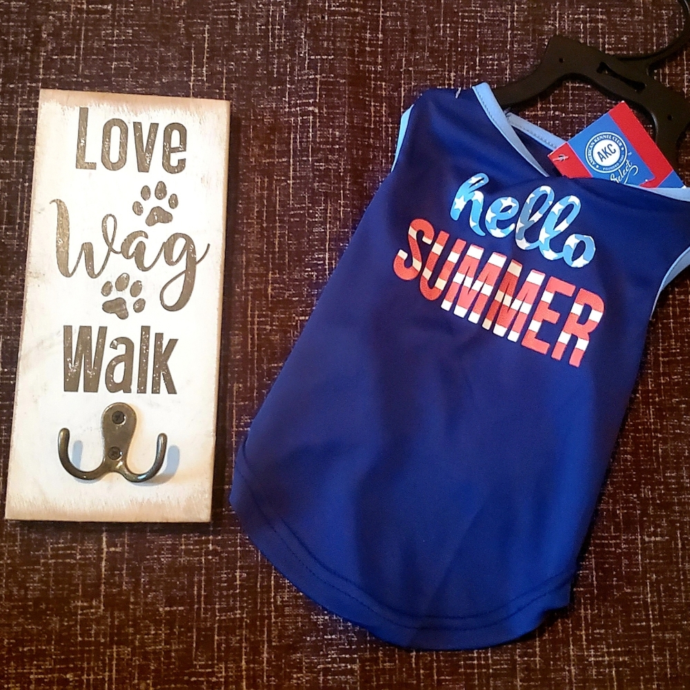 Dog leash holder and AKC puppy Outfit